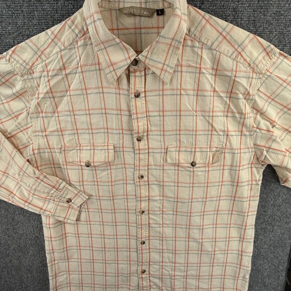 Quiksilver Quicksilver Long Sleeve Button Up Shirt Surfer Surf Large Peach Check - Picture 1 of 16